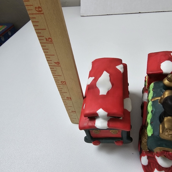 Holiday Trim 3 Piece Porcelain Santa Train Set Christmas Decor North Pole Xmas - Picture 6 of 13